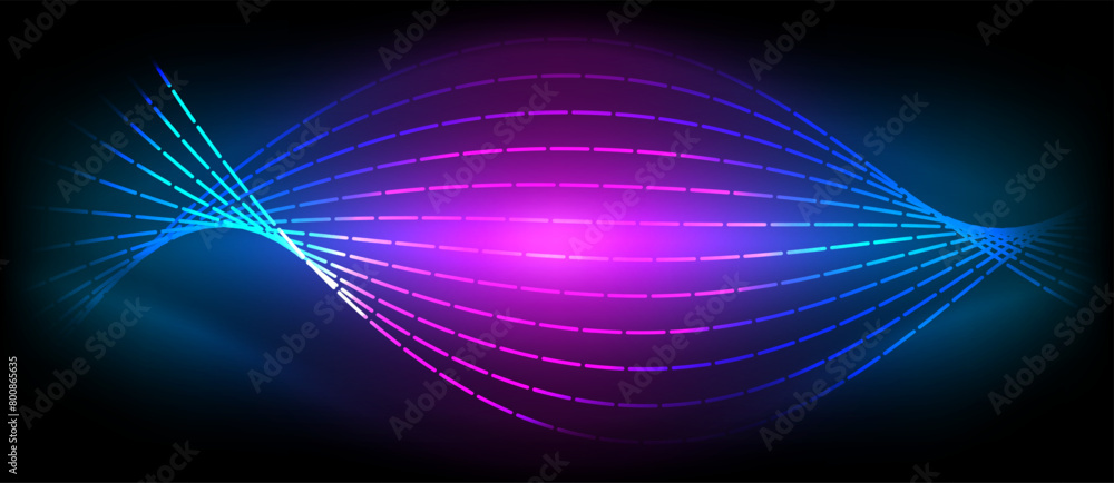 Poster A visually stunning display of colorfulness featuring a blend of purple, violet, and magenta waves on a dark background, creating an entertaining visual effect reminiscent of gas circles in water