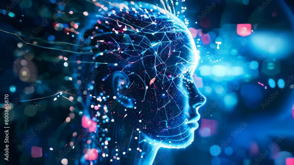 Poster artificial intelligence and machine learning concept animation