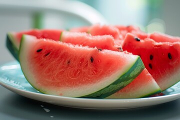 Cut watermelon on a dish