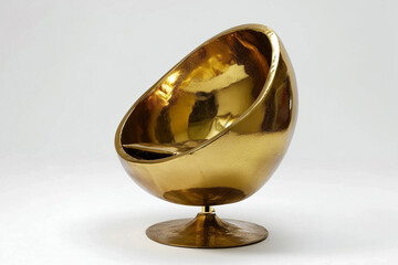 A metallic gold egg chair with a glamorous touch, isolated on solid white background.