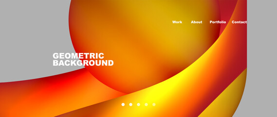 Vibrant geometric background featuring a colorful swirl of red and yellow hues resembling ripe fruits like peaches and oranges. The circle pattern adds a natural foods element with a touch of heat