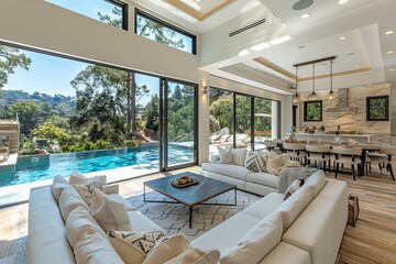 Rolling Hills Panorama: Contemporary Living Room with Floor-to-Ceiling Windows