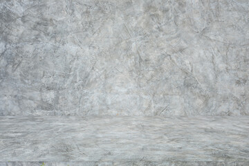 Wall empty studio interior background and backdrop of concrete cement wall in black and gray tones....