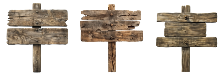 Set of wooden  signs.empty signpost isolated.
