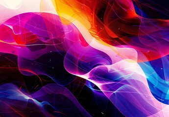 Digital artwork of colorful flowing and intertwining shapes creating a sense of motion against a black background