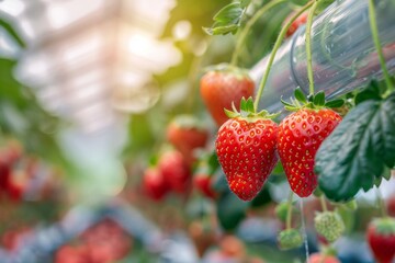 Growing organic red strawberries in Japanese greenhouses using modern agricultural techniques