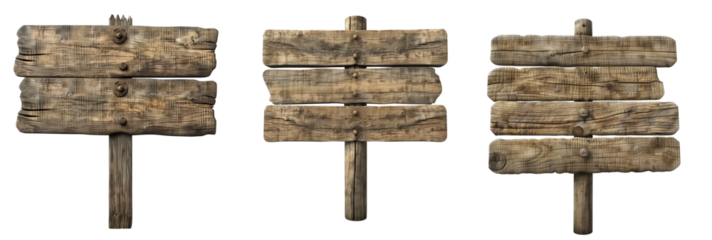 Set of wooden  signs.empty signpost isolated.