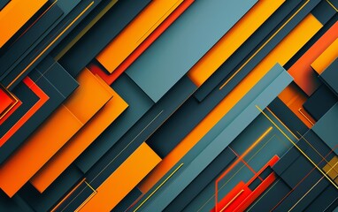 A visually striking image of three-dimensional geometric shapes in contrasting orange and blue...