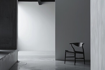 A minimalist setup with the Bofinger chair as the centerpiece, evoking a sense of contemporary design.