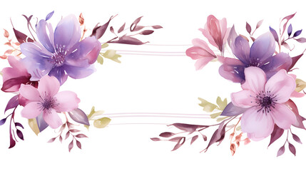 Fototapeta na wymiar Digital vintage watercolor purple flowers abstract graphic poster web page PPT background