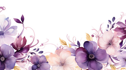 Digital vintage watercolor purple flowers abstract graphic poster web page PPT background