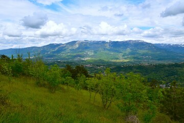 View of Trnovo forest plateau above Vipava valley in Primorska, Slovenia