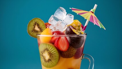 Summer cooling drink with fruit and ice