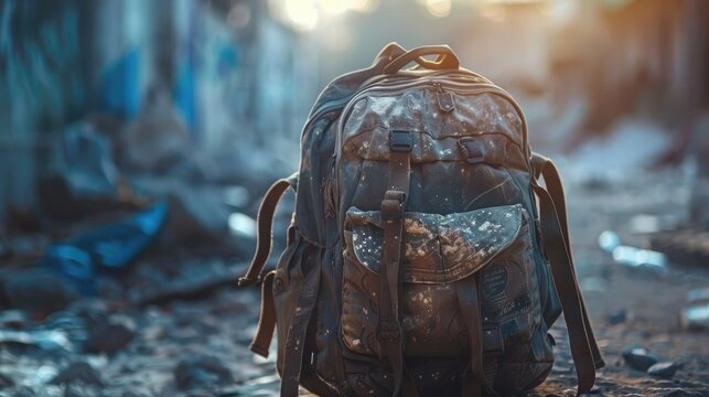 A captivating image of a child's backpack, left behind, a poignant reminder of the disruption to education caused by child labor on World Day Against Child Labor.