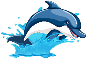 Obraz premium Vector illustration of a playful dolphin jumping.