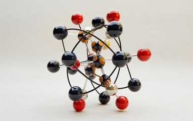 A 3D rendered image demonstrating a complex colorful molecule structure representing scientific concepts