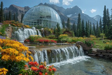 Botanical Wonderland: Captivating Greenhouses, Transparent Domes, and Cascading Waterfalls