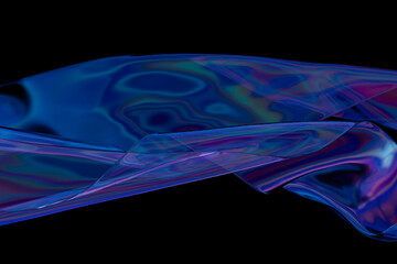 Iridescent organic form on black background