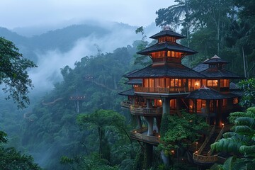 Canopy Paradise: Treehouse Hotel with Jungle Views and Panoramic Walkways