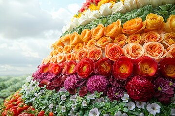 Fototapeta premium Lush Cascading Gardens: Vertical Farm Spiral