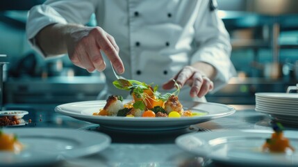 A captivating image of a chef's hands artfully plating a dish, showcasing culinary creativity and presentation on National Creativity Day.