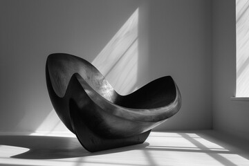 A monochromatic image of the Bofinger chair, emphasizing its pure form and understated beauty.