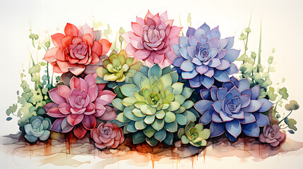 Succulents watercolor