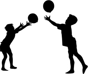 silhouette of two children on a transparent background