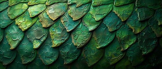 Obraz premium Close-up of green crocodile skin texture, showing intricate patterns and scales.