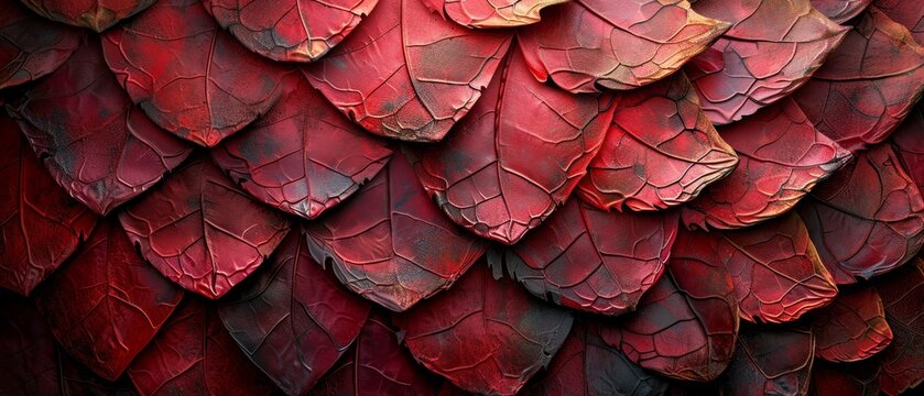 Vivid red snake skin texture with detailed scale patterns.