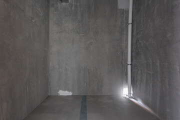 interior of the apartment without decoration in gray colors. rough finish