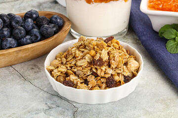 Granola museli cereal for breakfast