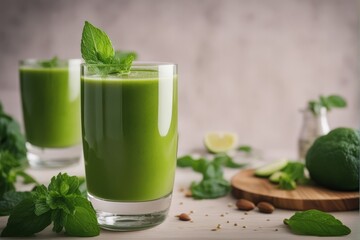 'fresh green smoothie glass drink vegetable vegetarian fruit food healthy raw spinach kale celery apple parsley grapefruit lemon lettuce banana juice diet organic detox leaf shake froth vitamin'