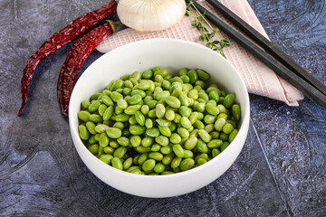 Bowl of delicious edamame beans