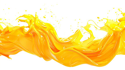 Mango yellow wave illustration, bright and tropical mango yellow wave on a white backdrop.