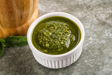 Homemade vegetarian basil pesto sauce