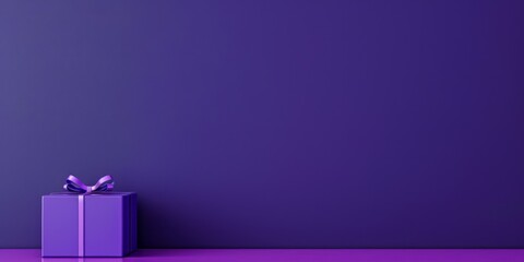 beautiful present on a vivid purple background with copyspace