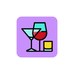 Icon of alcoholic drinks. Menu, liquor, drink. Drinking establishment concept. Can be used for topics like party, bar, alcoholism