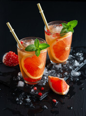 Grapefruit and pomegranate cocktail or mocktail, refreshing summer drink