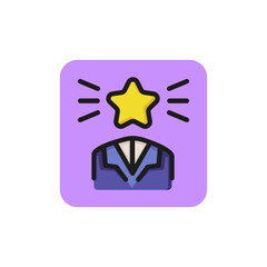 Line icon of businessman with star head. Best worker, award, leader. Favorite concept. Can be used for topics like business, internet, networking