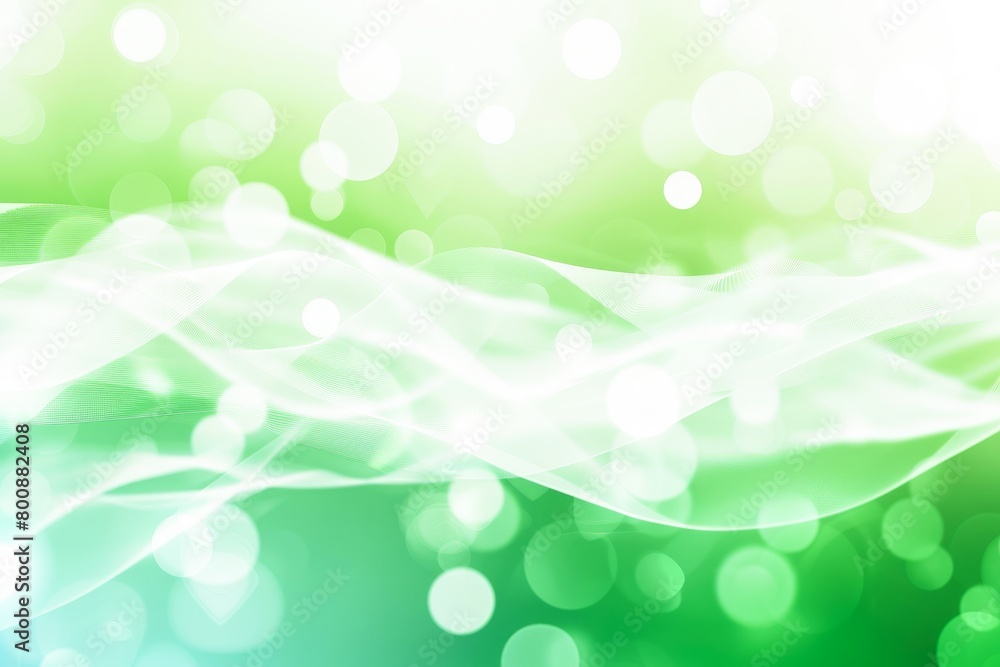 Poster abstract green and white light rays with particles on a luminous background
