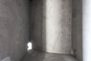 interior of the apartment without decoration in gray colors. rough finish