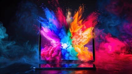 A captivating image of a digital tablet displaying a colorful digital artwork in progress, blending technology and creativity on National Creativity Day.
