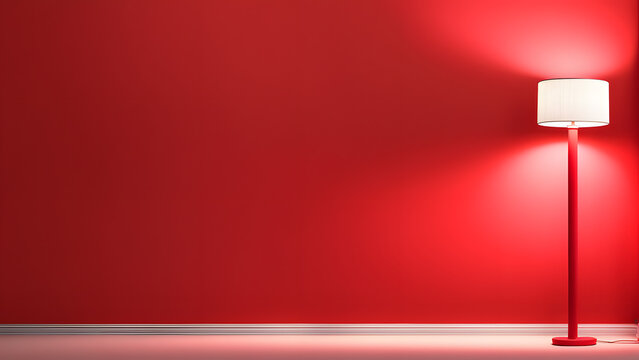 A red wall with a white lamp on it