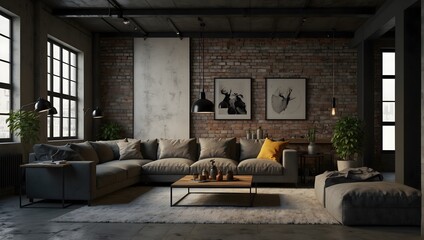 Living Room with beautiful art, genartive AI