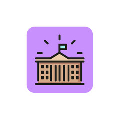 Line icon of government building. Courthouse, university, museum. Court concept. Can be used for topics like legislation, architecture, government
