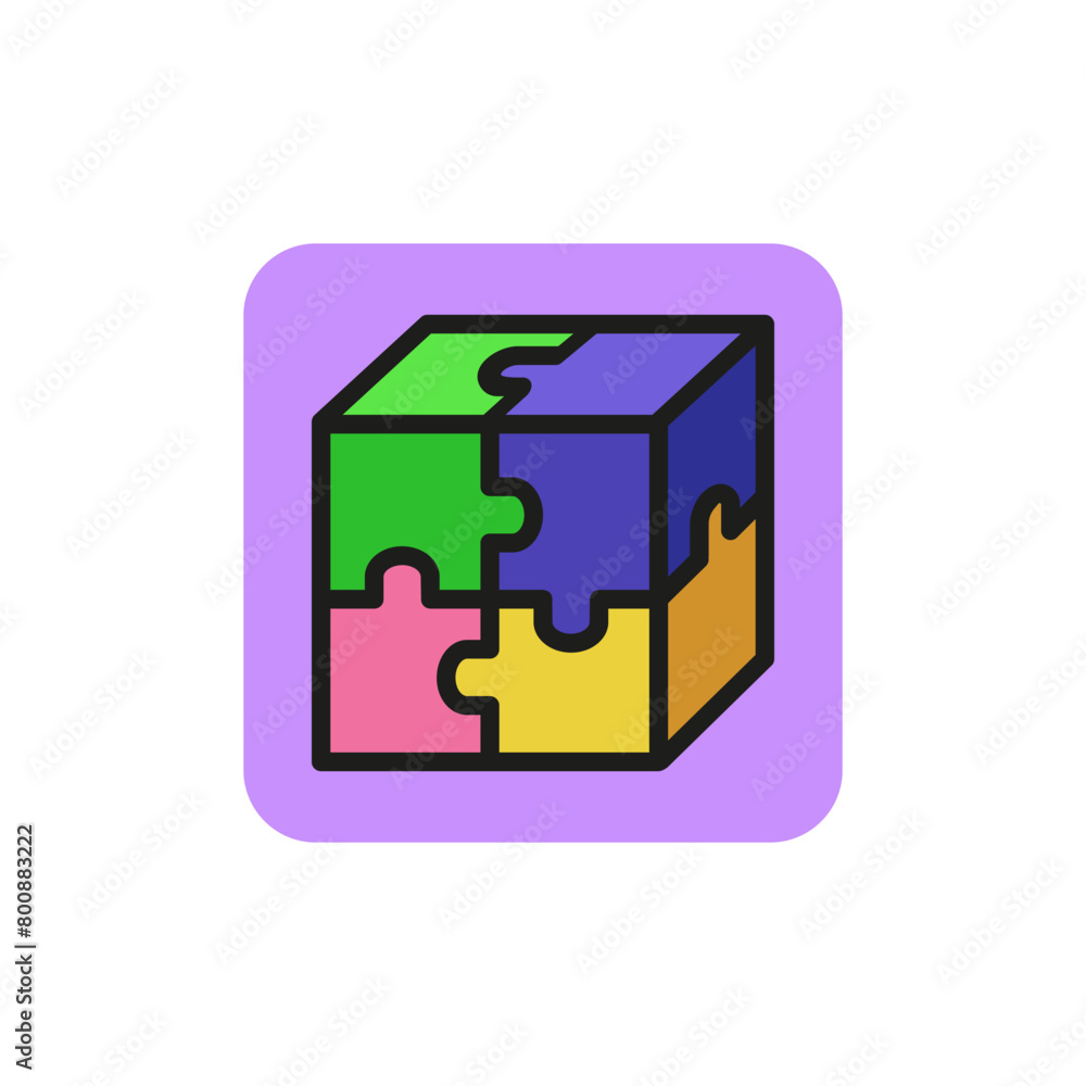 Poster line icon of cube puzzle. plan, strategy, creativity. solution concept. can be used for topics like 
