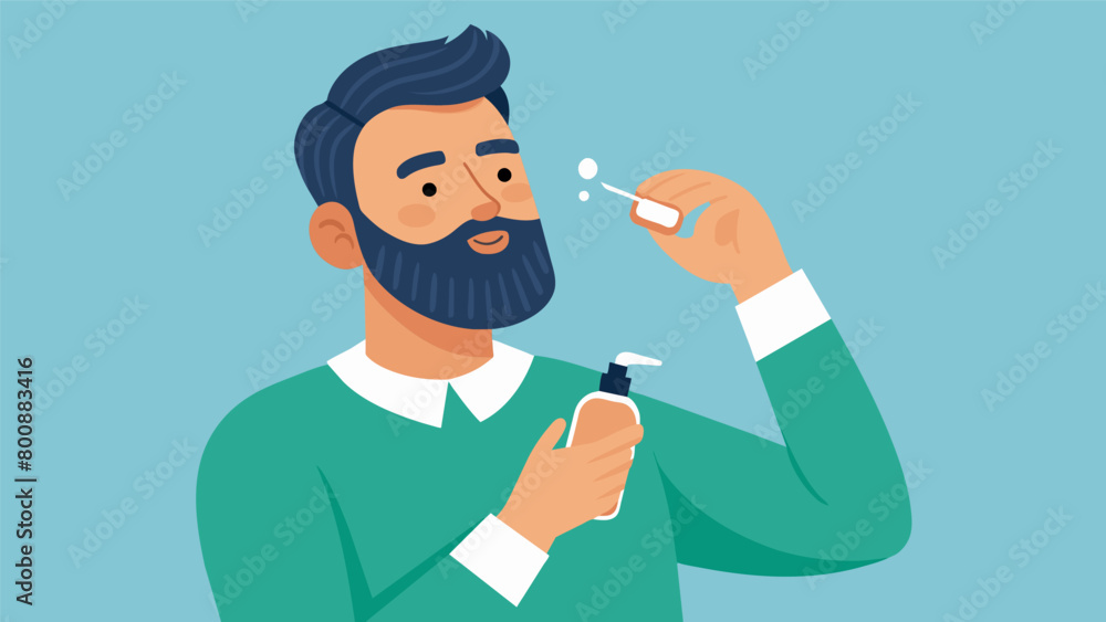 Poster for his beard the man uses a beard oil to keep it soft and manageable..