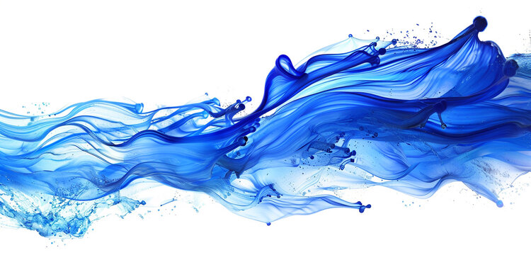 Royal blue wave flow, majestic and deep royal blue wave isolated on white.