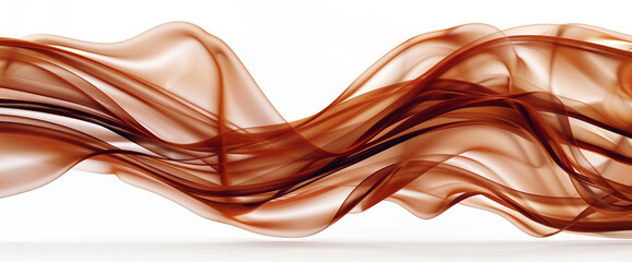 Russet brown wave abstract, deep and earthy russet brown wave flowing on a white background.